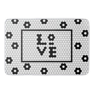Love Black and White Tile Design Bath Mat