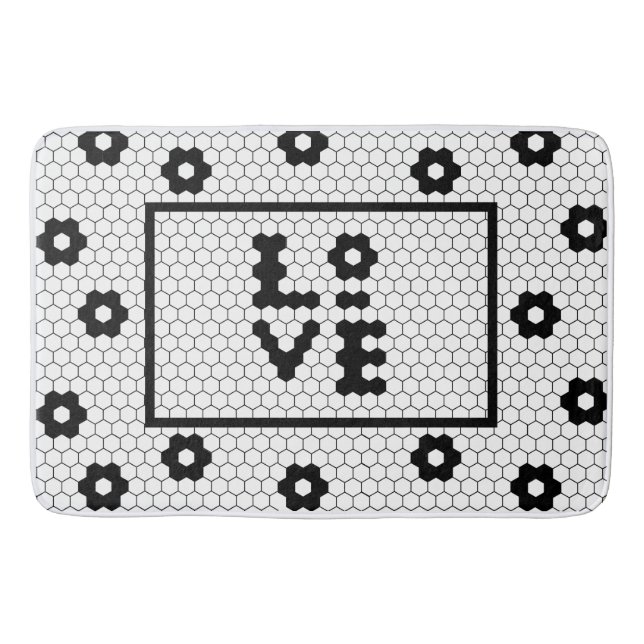 Love Black and White Tile Design Bath Mat (Front)