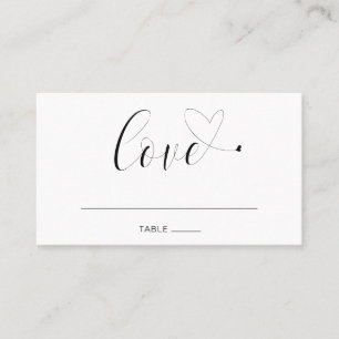 Love Black and White Typography Wedding Place Card