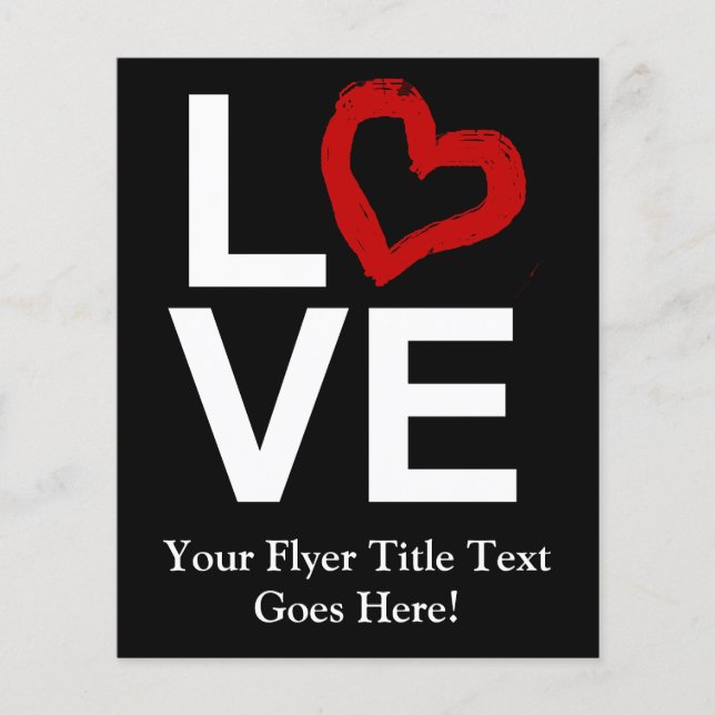 LOVE, Black and White with Red Sketched Heart Flyer (Front)