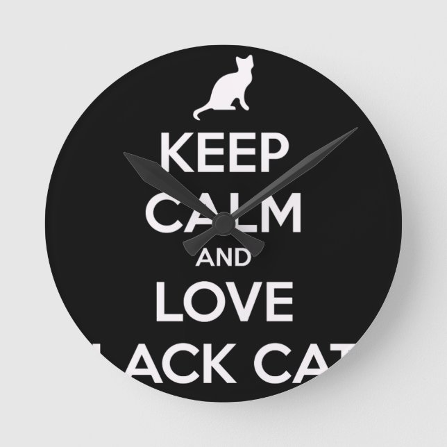 Love Black Cats Round Clock (Front)