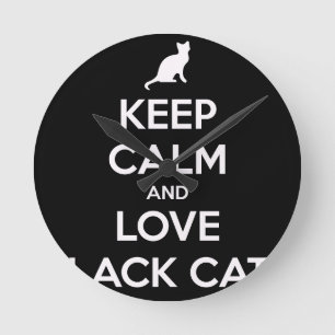 Love Black Cats Round Clock