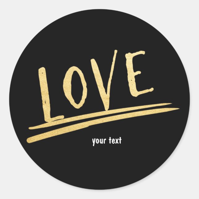 LOVE Black & Gold Modern Chic Glam Custom Sticker (Devant)