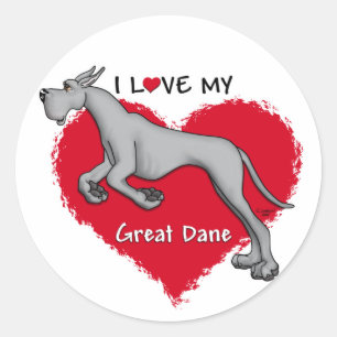 Love Black Great Dane Classic Round Sticker