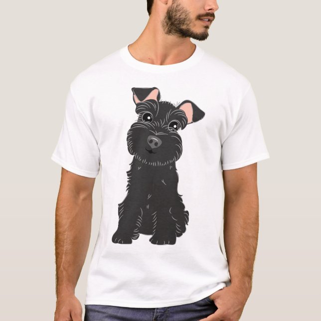 Love Black Miniature Schnauzer Sticker T-Shirt (Front)