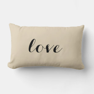 Love Black Script Anniversary Beige Holiday Lumbar Pillow
