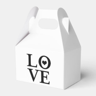 LOVE black & White Heart Custom Wedding Favour Favor Box