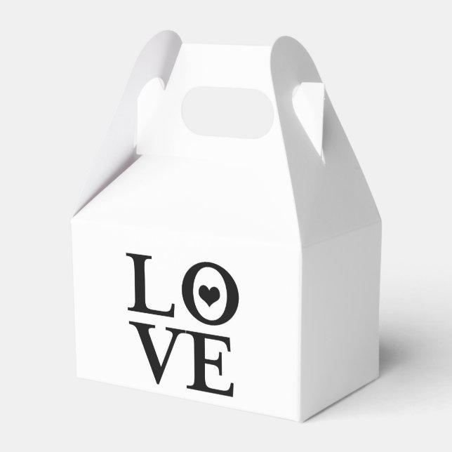LOVE black & White Heart Custom Wedding Favour Favor Box (Front Side)