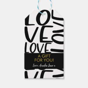 Love Black White Minimalist Gift Tags