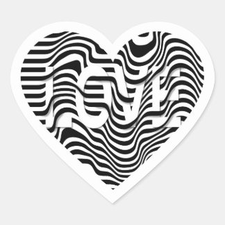 LOVE black white striped heart modern Sticker