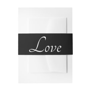 Love Black White Wedding Invitation Belly Band