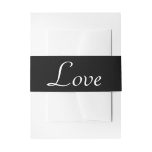 Love Black White Wedding Modern, Minimalist Invitation Belly Band