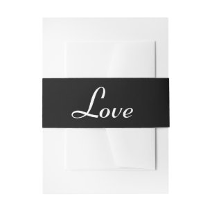 Love Black & White Wedding Party Invitation Belly Band