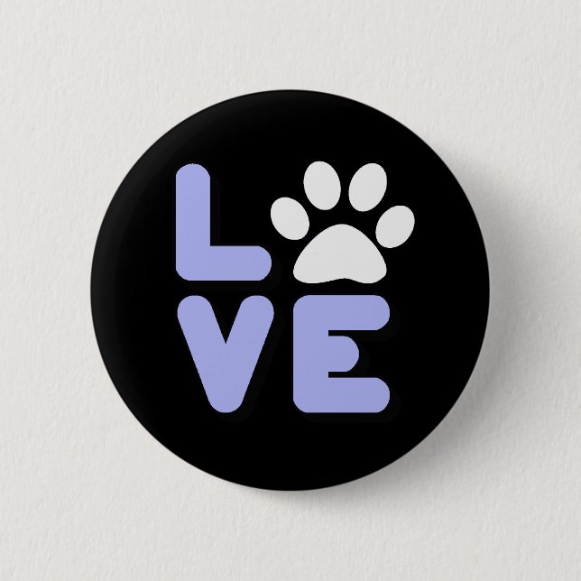 LOVE - Blk/Blu 2 Inch Round Button (Front)