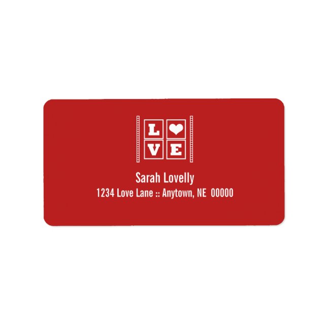 Love Blocks Étiquette de adresse, Rouge foncé (Devant)