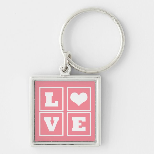 Love Blocks Keychain, Pink Keychain (Front)