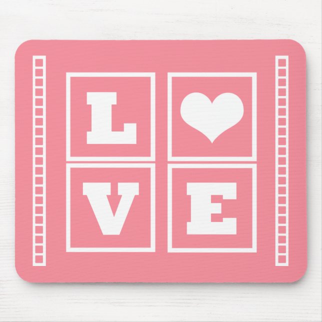 Love Blocks Mousepad, Pink Mouse Pad (Front)