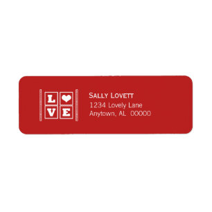Love Blocks Return Address Labels, Dark Red