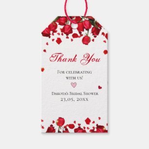 Love Bloom   Bold Green Red Pink Floral Thank You  Gift Tags