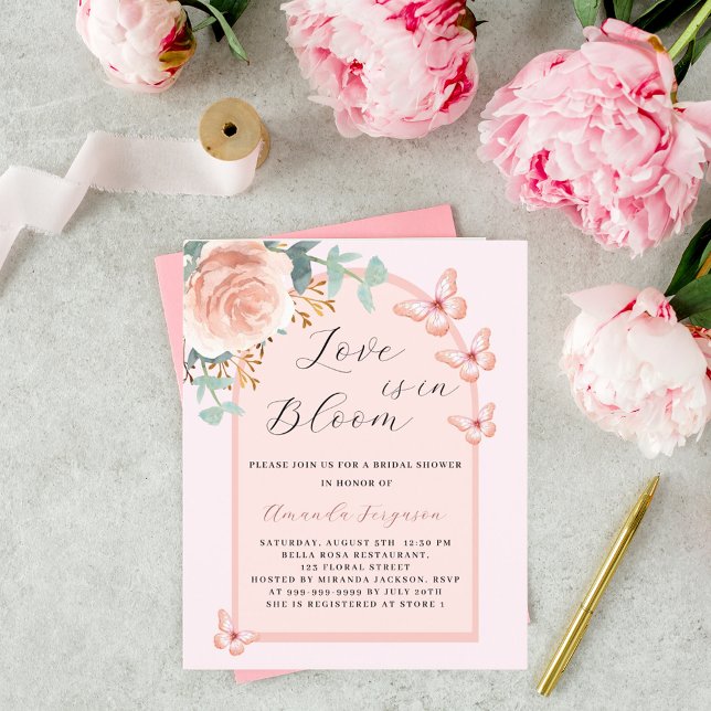 Love Bloom rose butterfly Bridal Shower invitation (Creator Uploaded)
