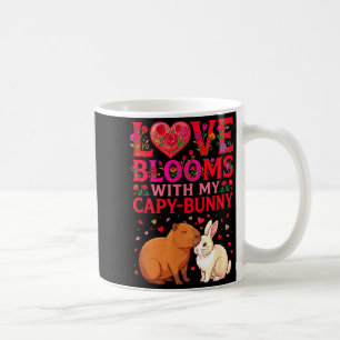 Love Blooms Capybara Rabbit Valentines Day Coffee Mug