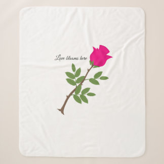 Love Blooms Here Retro Pink Rose Sherpa Blanket
