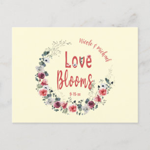 Love Blooms Personalized Bride Groom Save the Date Postcard