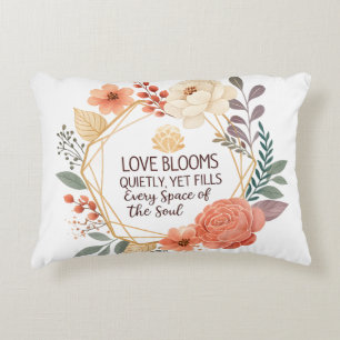 Love Blooms Quietly - Floral Quote Watercolour Accent Pillow