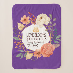 Love Blooms Quietly – Floral Quote Watercolour  Sherpa Blanket