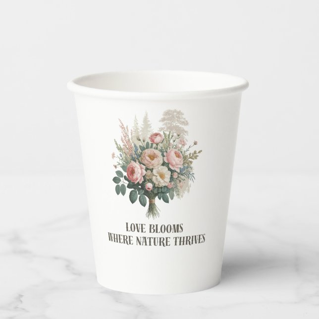 Love Blooms with Nature Paper Cups (Front)