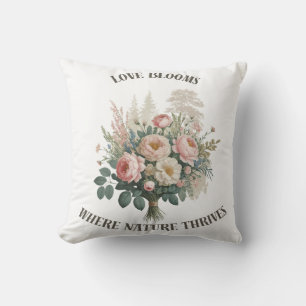 Love Blooms with Nature Throw Pillow