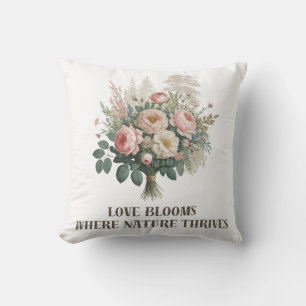 Love Blooms with Nature Throw Pillow