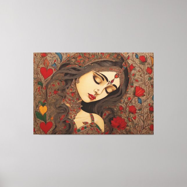 Love Blossoms: Madhubani Canvas Prints (Front)