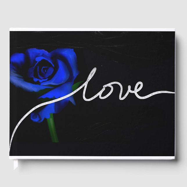 Love Blue and Navy Wedding Guest Book (Front)