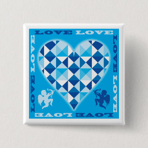 Love (Blue Diamond) 2 Inch Square Button
