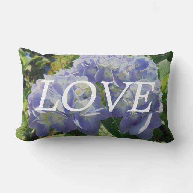 lOVE blue hydrangea  inspiration pillow (Front)