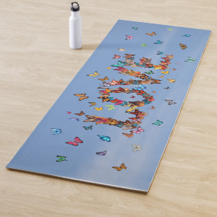 LOVE Blue Sky Butterflies Inspirational Hope Joy Yoga Mat