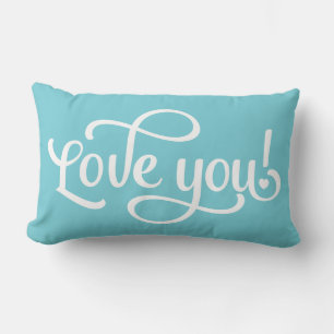 Love Blue Turquoise And White Pillow - Wedding