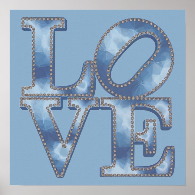 LOVE Blue Typography Poster (Front)