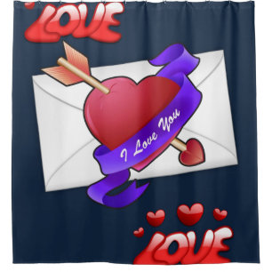 love blue valentines day showercurtain