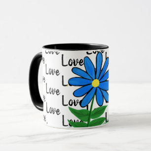Love Blue Yellow Daisy Mug