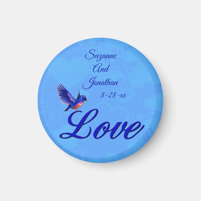 Love Bluebird Personalized Wedding  Magnet (Front)