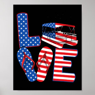 Love Boating Usa Tritoon Pontoon Flip Flops 4th Of Poster