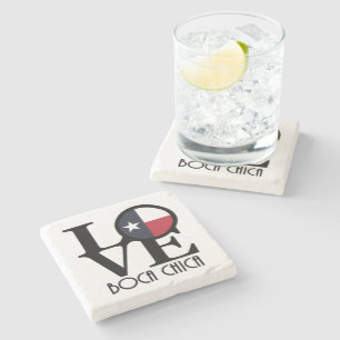 LOVE Boca Chica Texas Stone Coaster