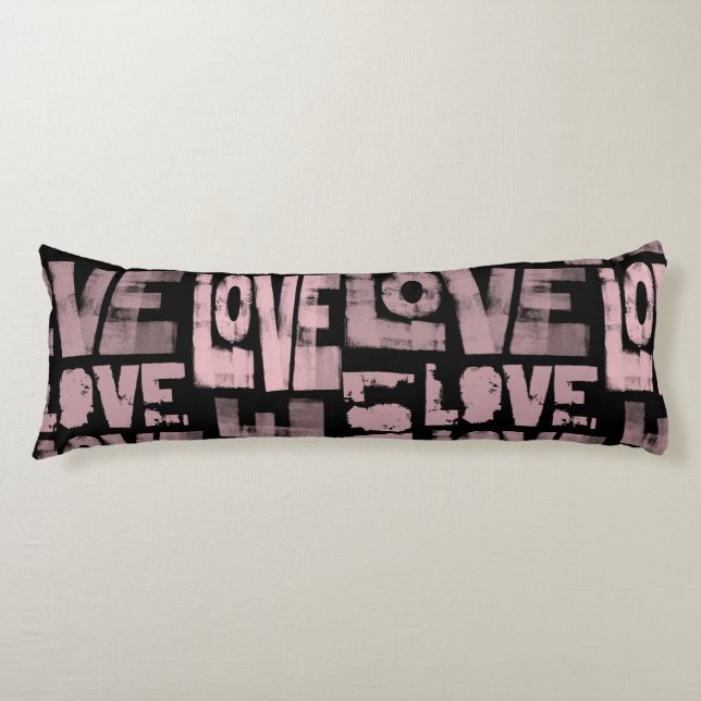 Love Body Pillow in Pink and Black Graffiti (Front)
