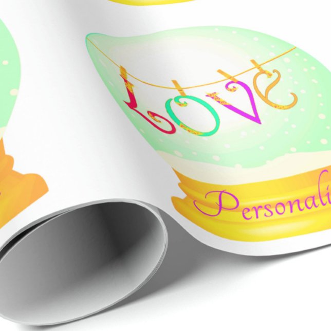 Love boho colourful snow globe wrapping paper (Creator Uploaded)