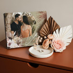 Love Boho Watercolor Floral Keepsake Arch Photo Plaque<br><div class="desc">A beautiful photo keepsake gift for the newlyweds. Beautifully designed modern bohemian watercolor tropical floral wedding photo featuring our hand-drawn boho botanical flowers and tropical greenery. Modern geometrical shapes paired with a beautiful modern boho color palette create this elegant sophisticated wedding photo keepsake. "Love" script photo overplay, customize with the...</div>