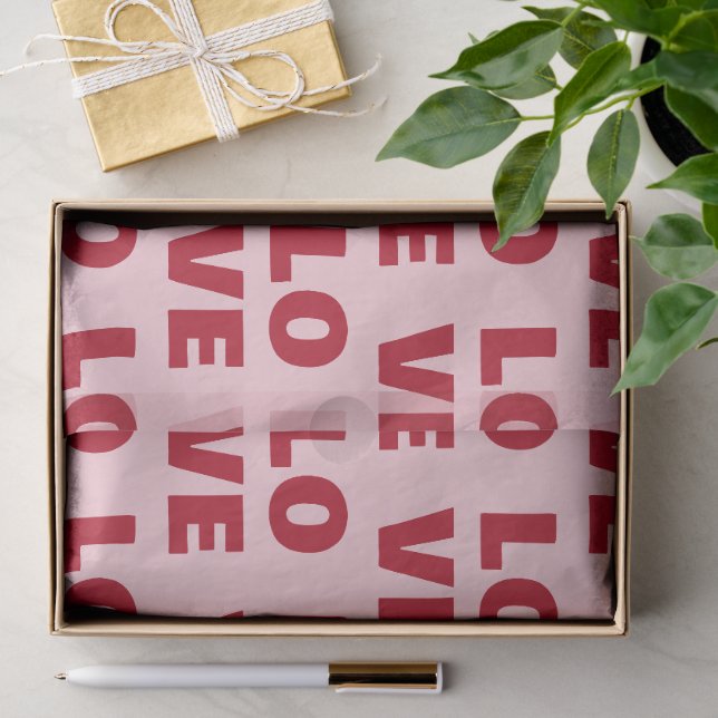 Love Bold Typography Pink & Red Gift Tissue Paper (Gift)