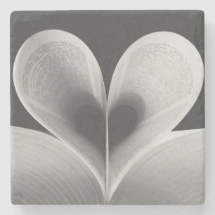 “Love Book” Heart Shaped Stone Coaster