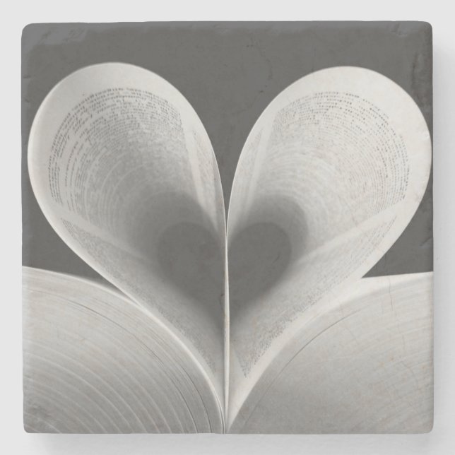 “Love Book” Heart Shaped Stone Coaster (Front)